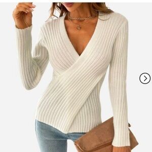 Women's Ribbed Surplice Wrap Sweater -
nwt